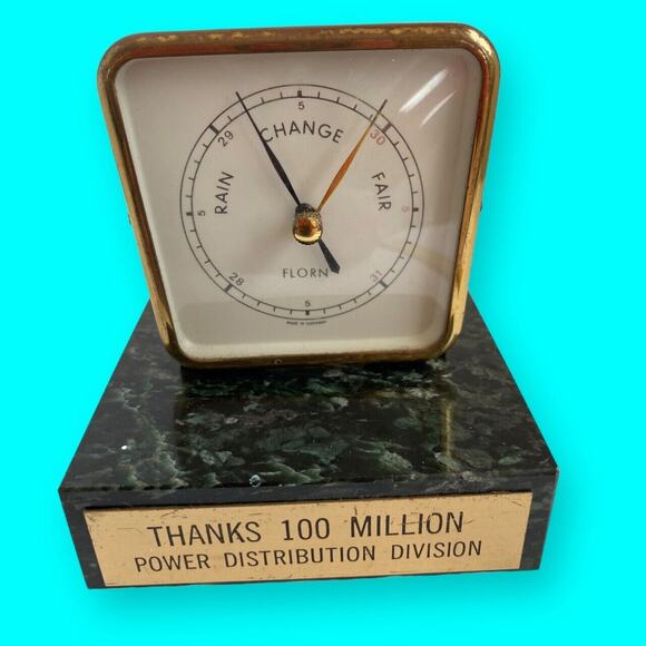 Vintage Desktop Weather Station Florn Made In Germany Marble Base - Picture 6 of 8